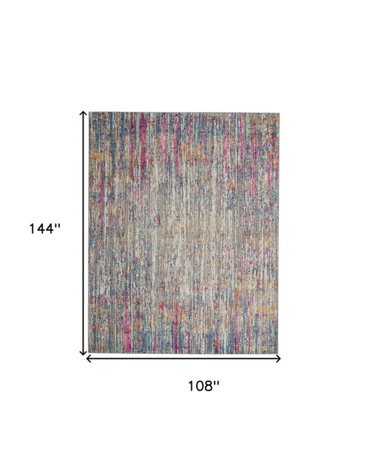 9' X 12' Ivory Abstract Power Loom Area Rug