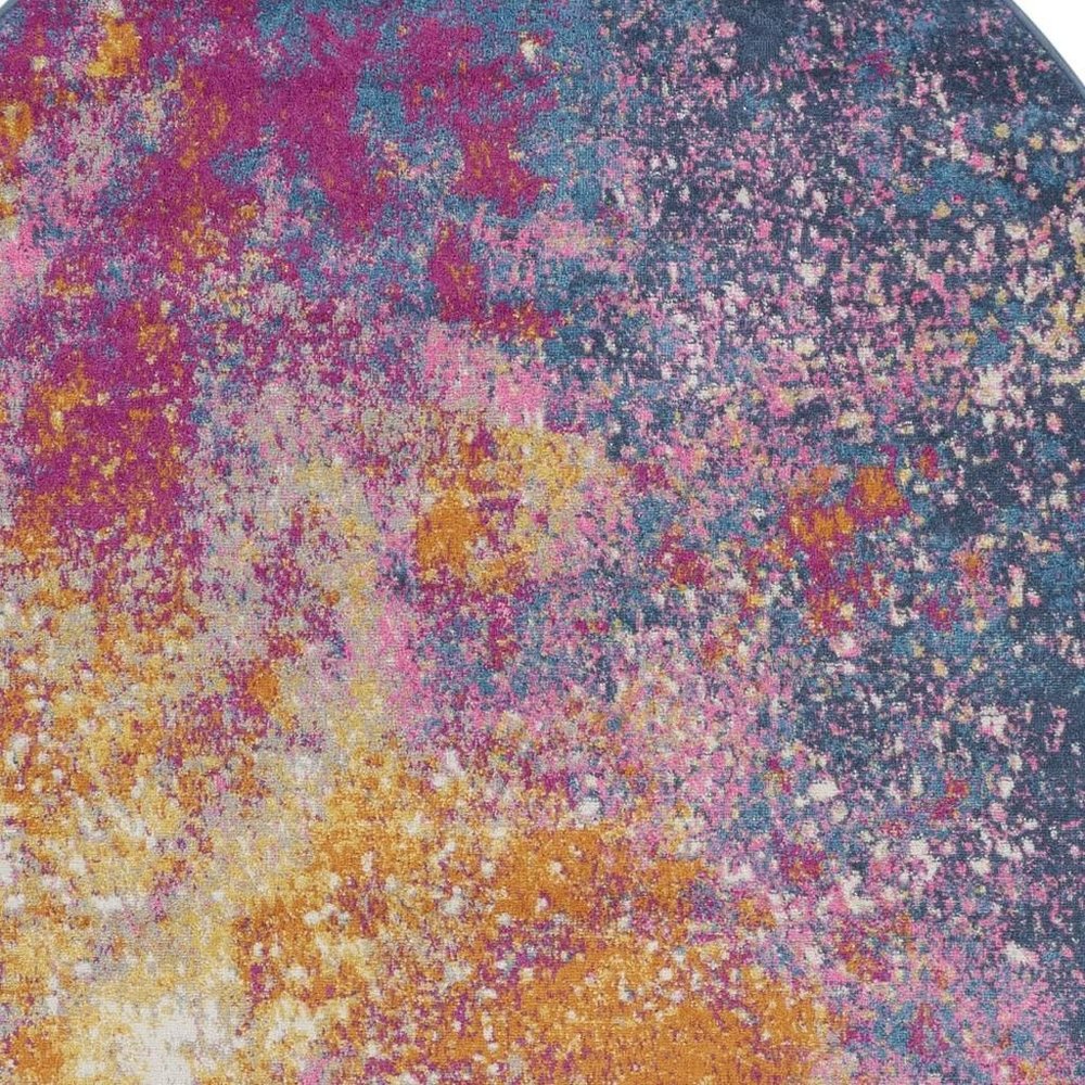 5' X 8' Blue Abstract Oval Rug