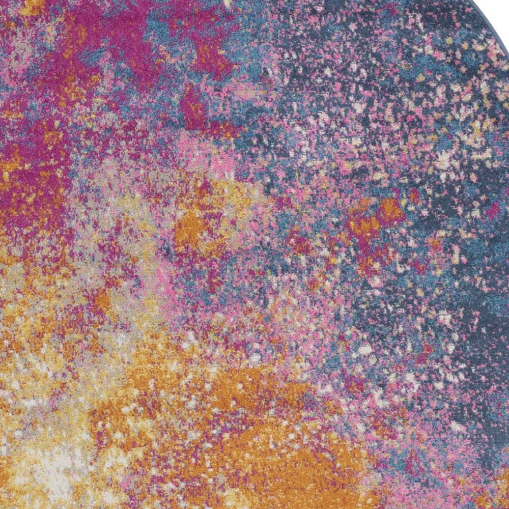 5' X 8' Blue Abstract Oval Rug