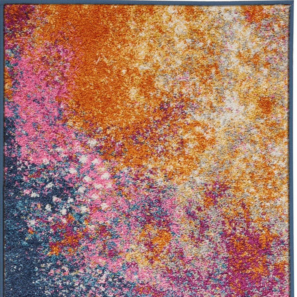 14' Blue Abstract Runner Rug