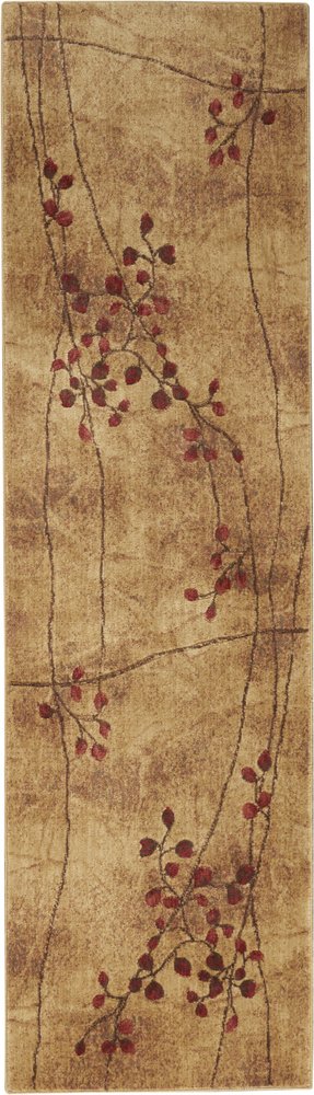 8' Brown Floral Power Loom Runner Rug