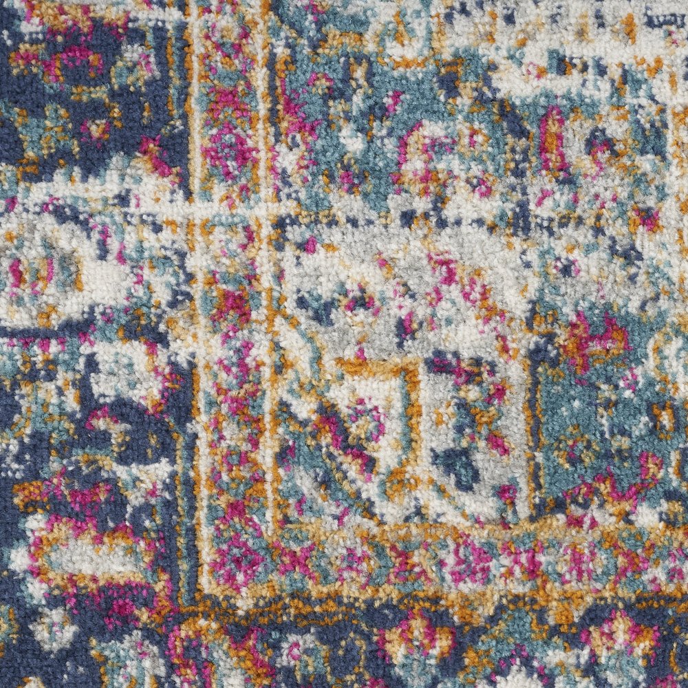 8' X 10' Cream Floral Power Loom Distressed Area Rug