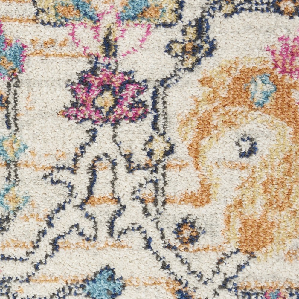 6' Cream Floral Power Loom Runner Rug