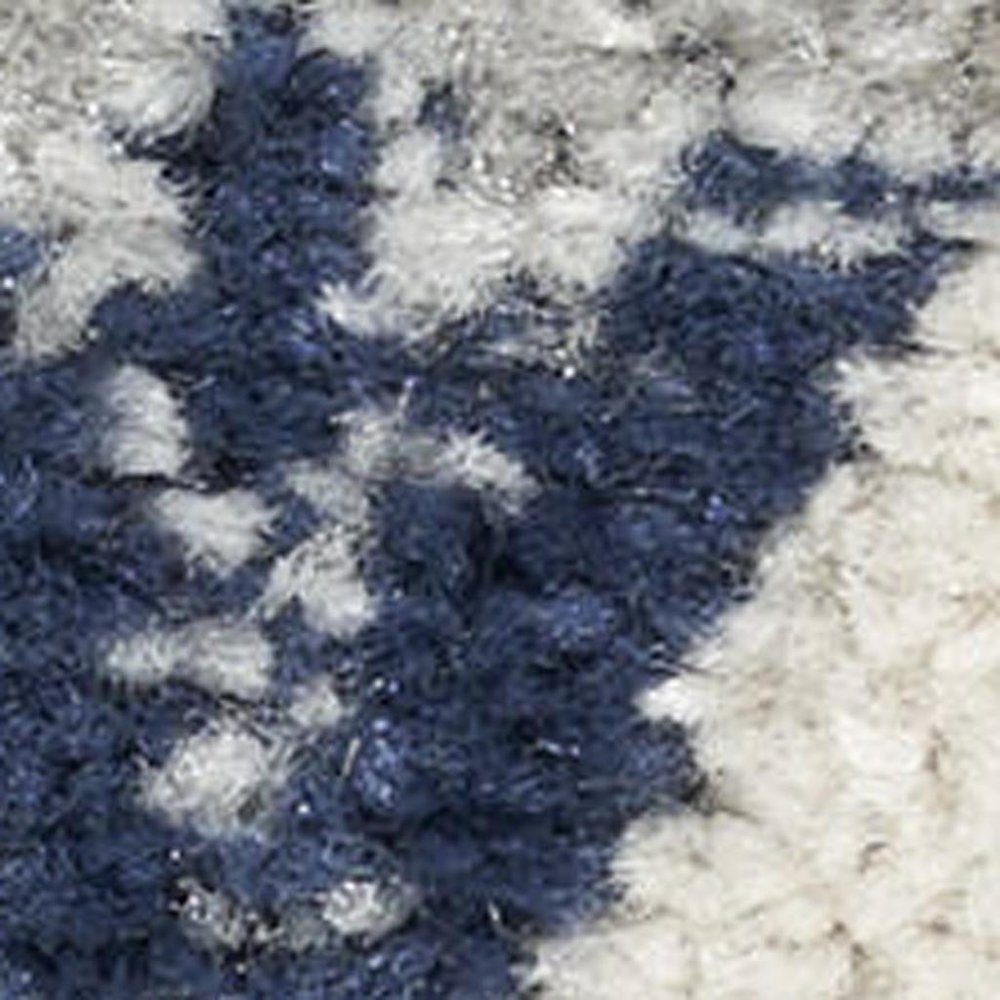 5' X 7' Navy Blue Floral Power Loom Distressed Area Rug