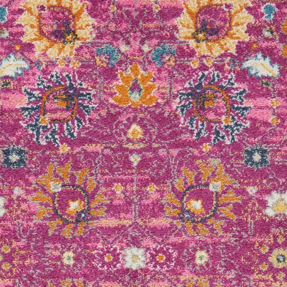 10' Pink Floral Power Loom Runner Rug