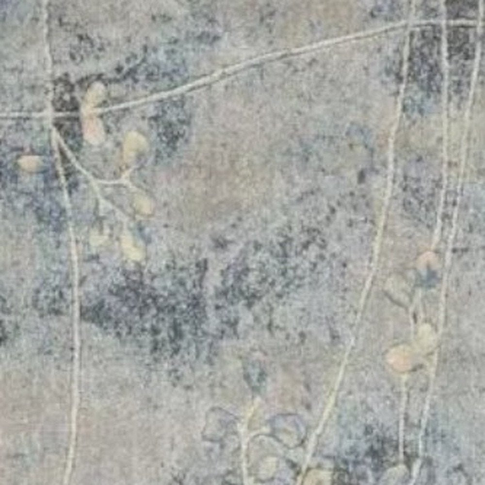 8' Blue And Ivory Floral Runner Rug