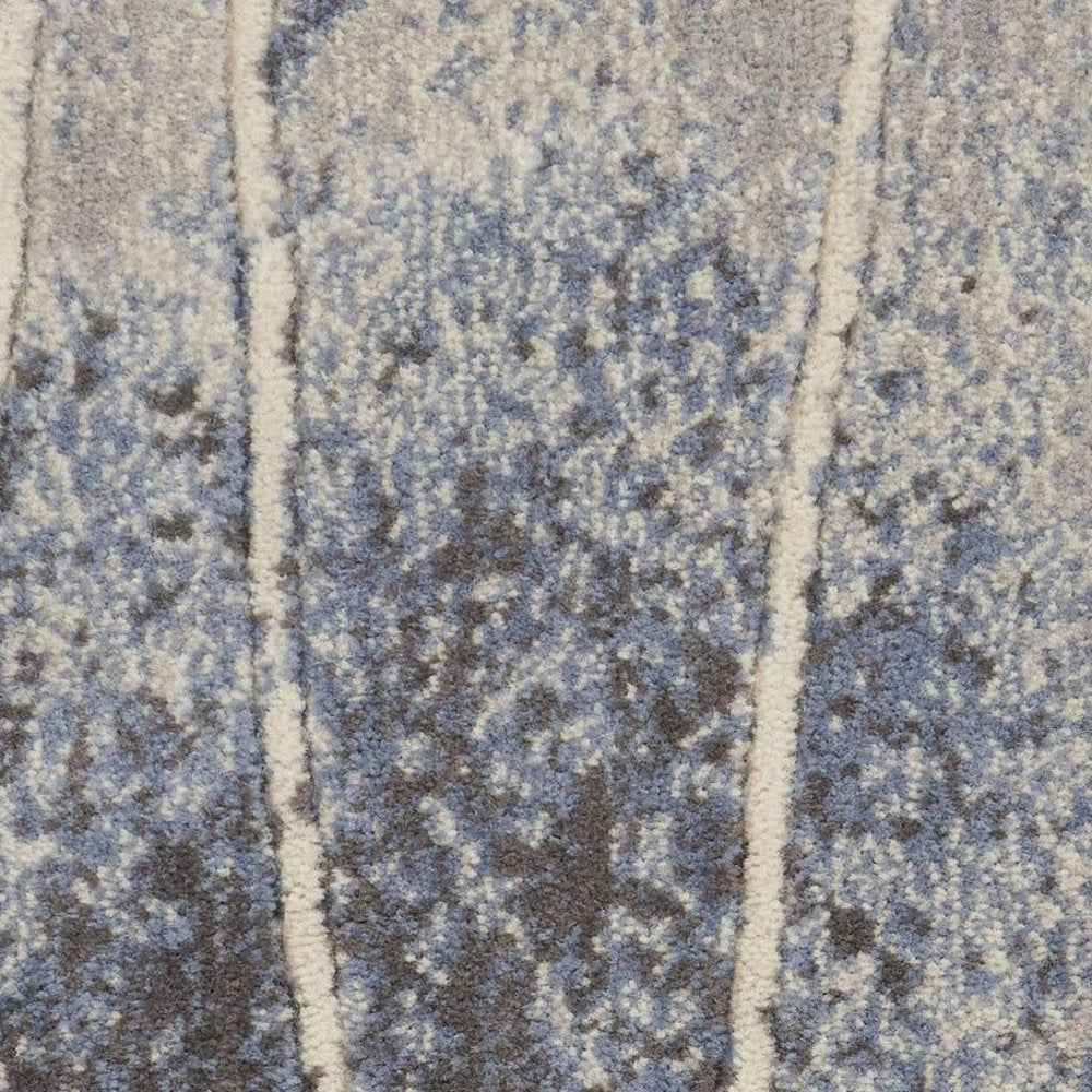 5' X 8' Blue Floral Power Loom Area Rug