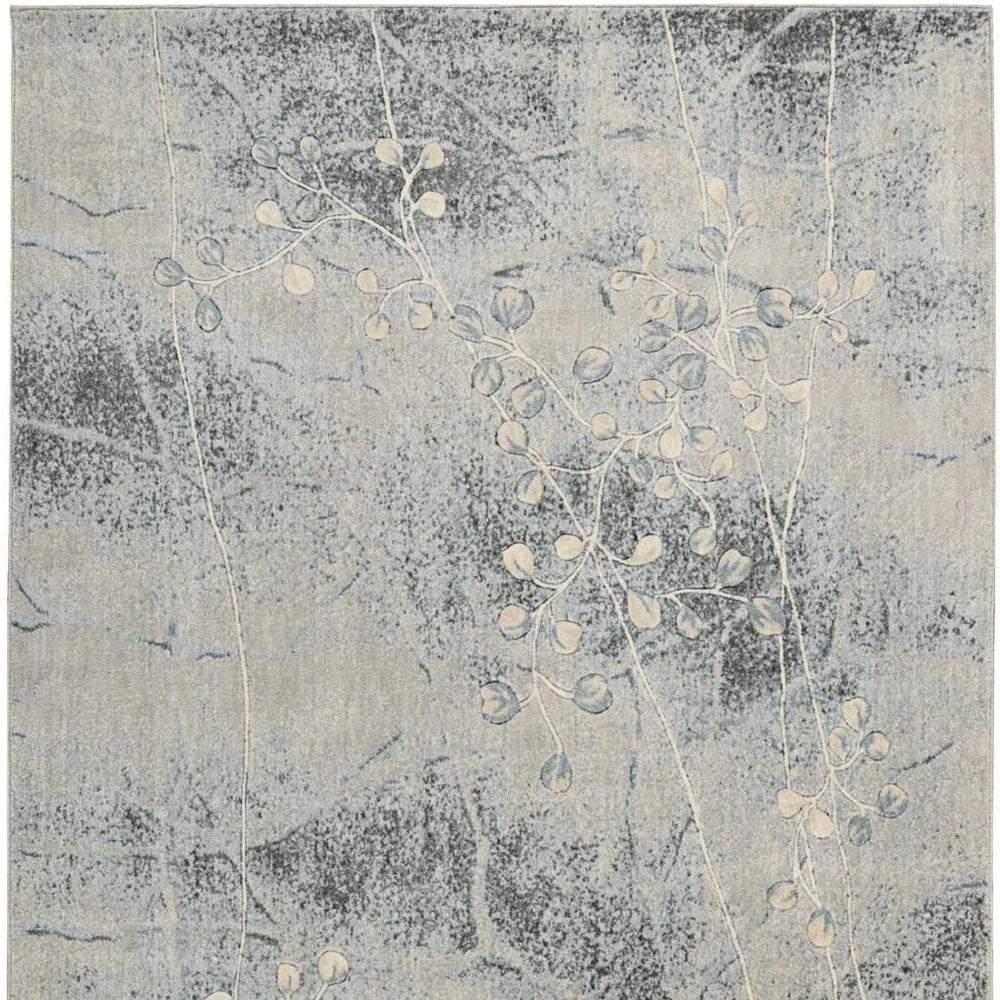 2' X 3' Blue Floral Power Loom Area Rug