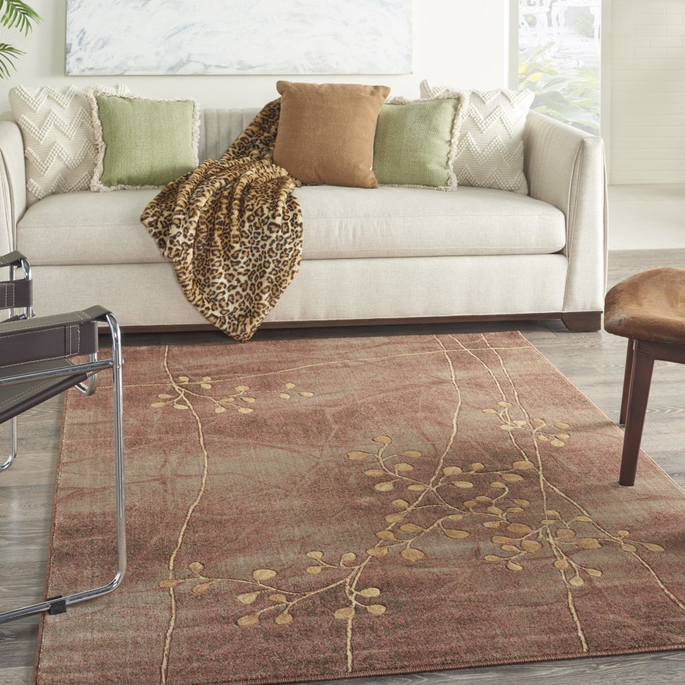 4' X 6' Brown Floral Power Loom Area Rug