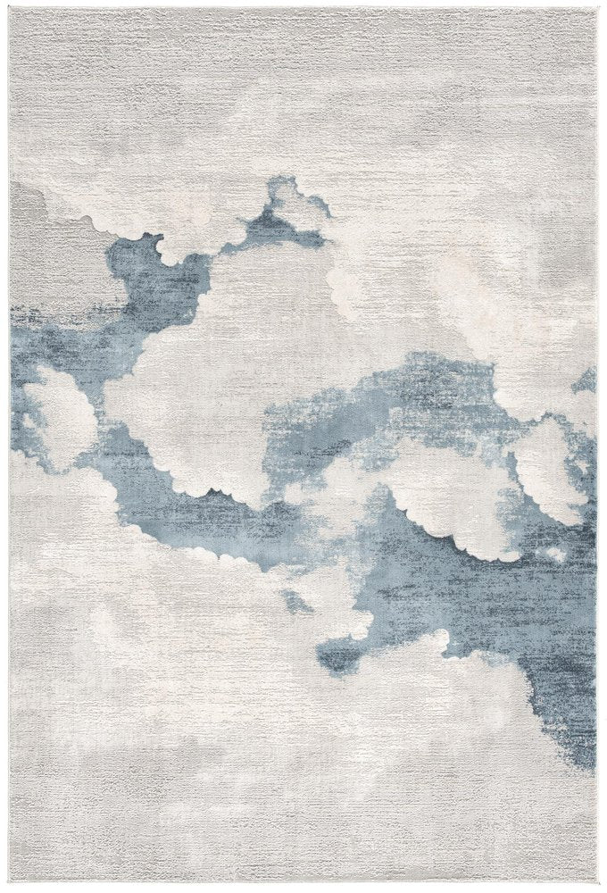 8' Blue And Gray Abstract Washable Runner Rug