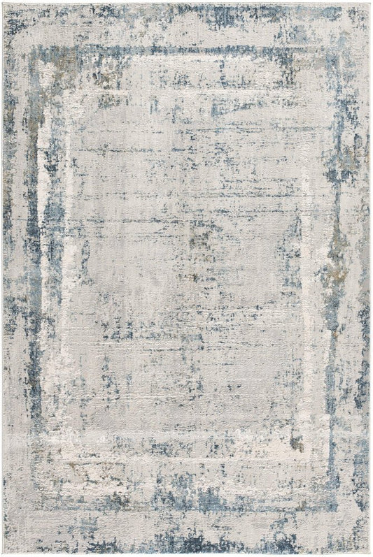 13' Blue And Gray Abstract Washable Runner Rug