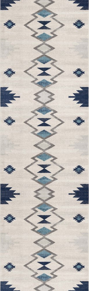 2' X 3' Blue and Beige Southwestern Non Skid Area Rug