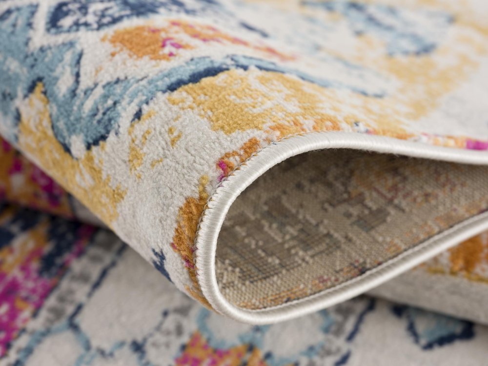 2' X 3' Yellow and Ivory Southwestern Distressed Area Rug