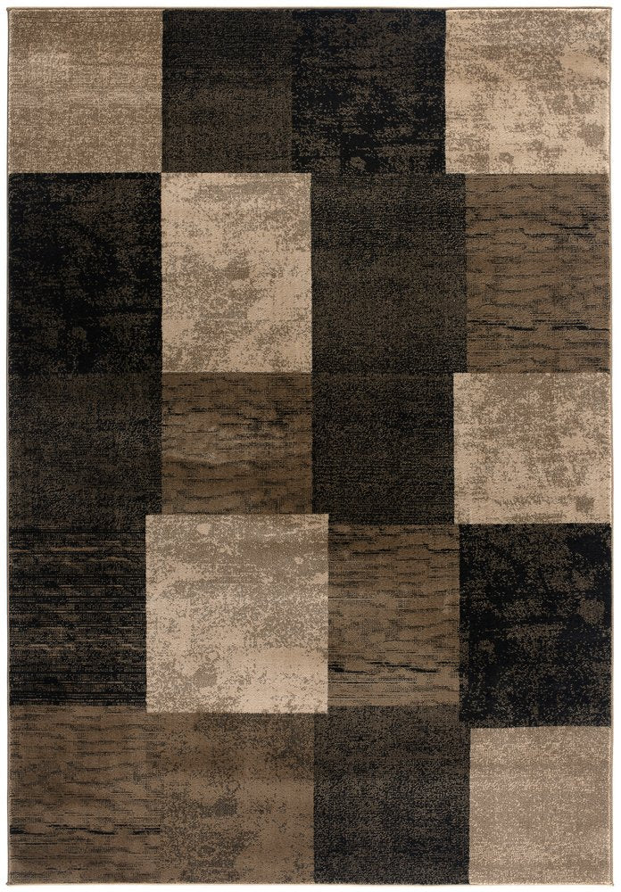 2' X 3' Black Brown And Tan Geometric Washable Area Rug