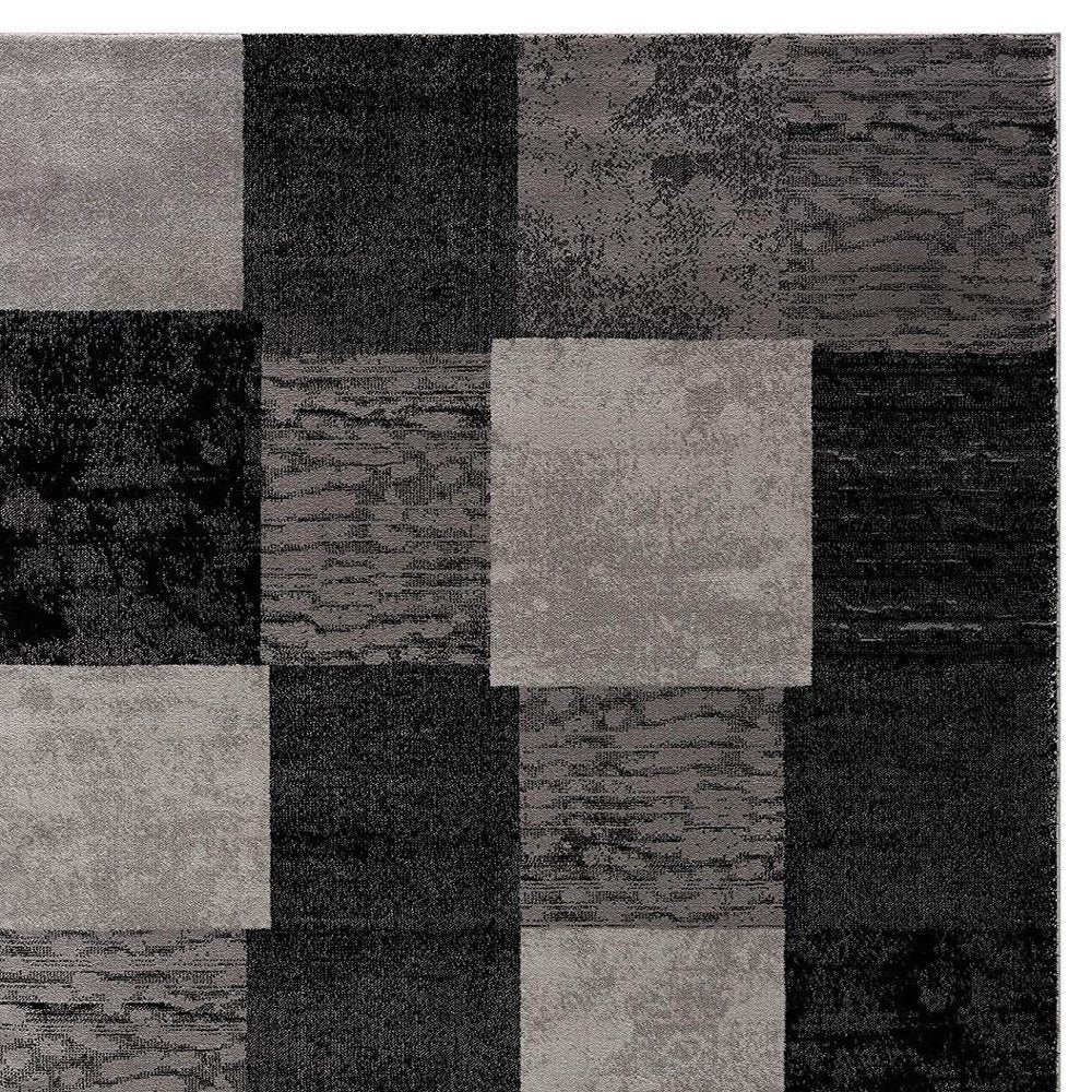 2' X 3' Gray and Black Geometric Washable Non Skid Area Rug
