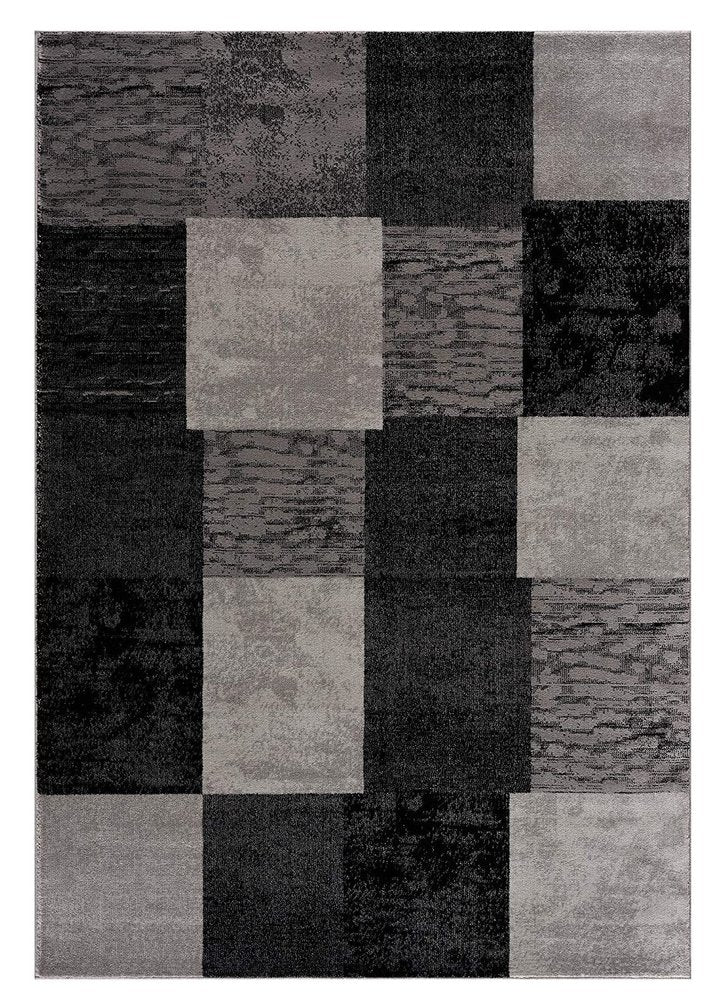2' X 3' Gray and Black Geometric Washable Non Skid Area Rug