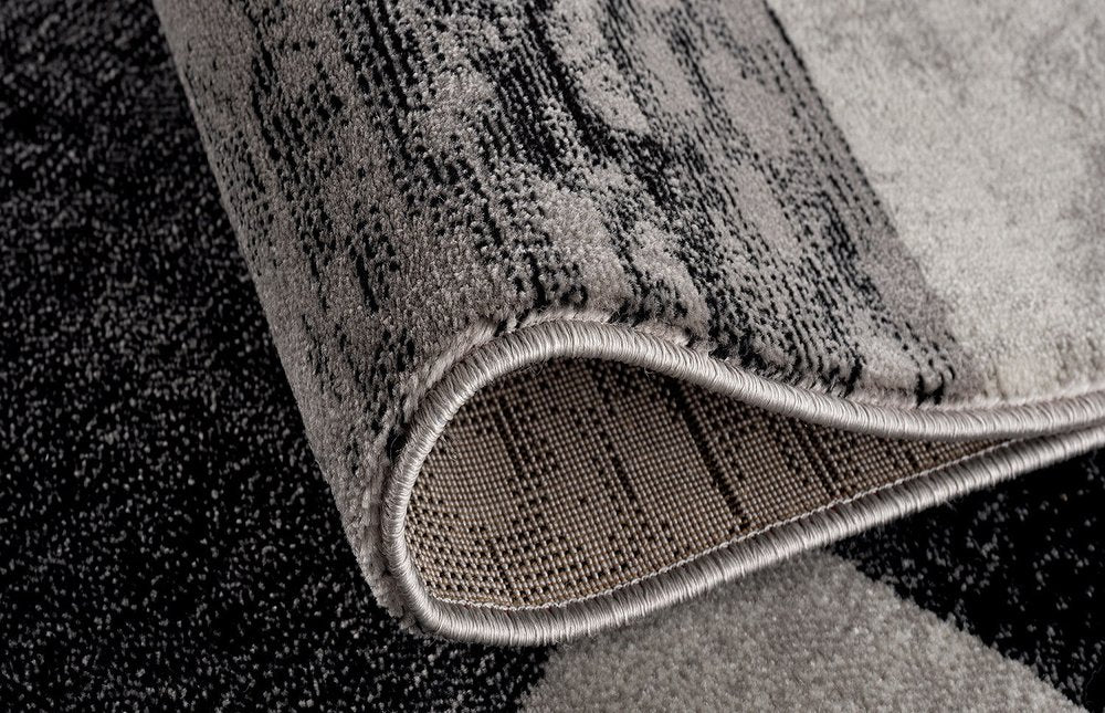 2' X 3' Gray and Black Geometric Washable Non Skid Area Rug