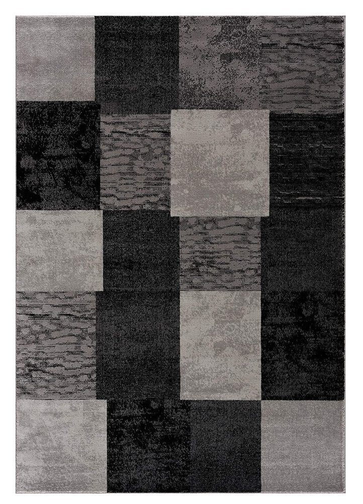2' X 3' Gray and Black Geometric Washable Non Skid Area Rug