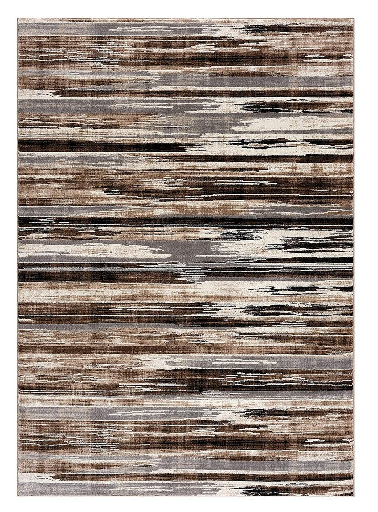 2' X 3' Brown Ivory and Tan Abstract Washable Non Skid Area Rug