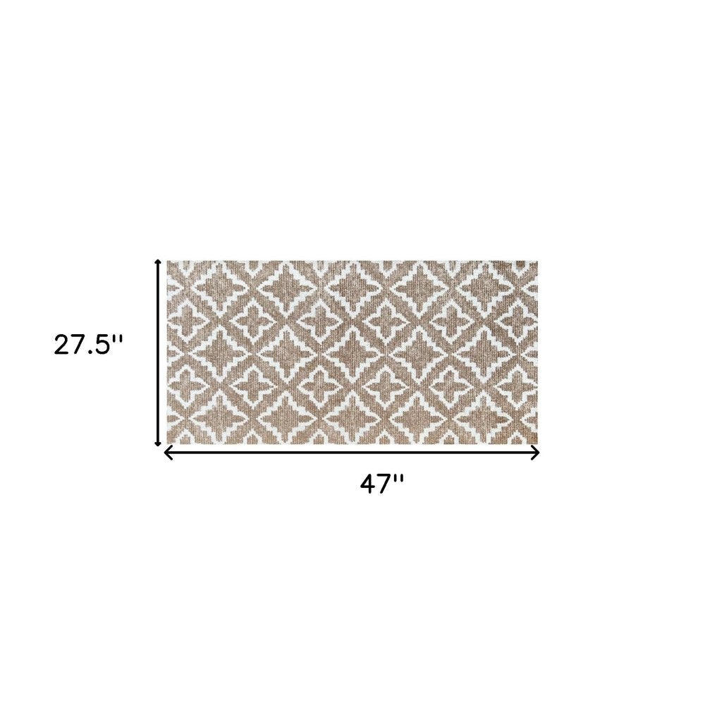 2' X 4' Sand Moroccan Machine Tufted Area Rug With UV Protection