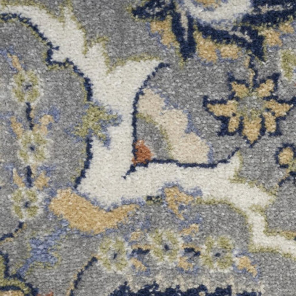 9' X 12' Green and Ivory Floral Power Loom Area Rug