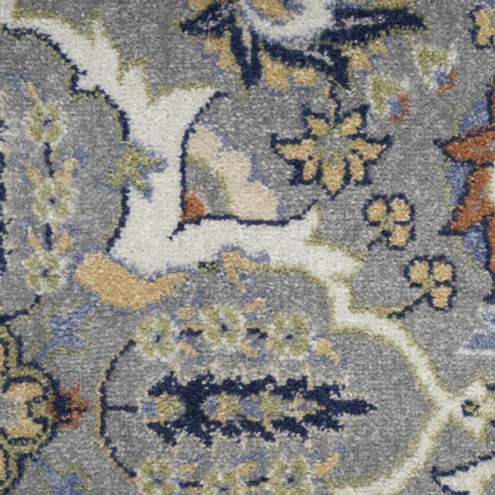 9' X 12' Green and Ivory Floral Power Loom Area Rug