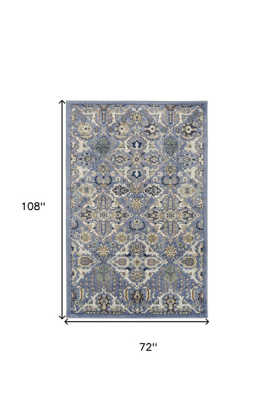 6' X 9' Green and Ivory Floral Power Loom Area Rug