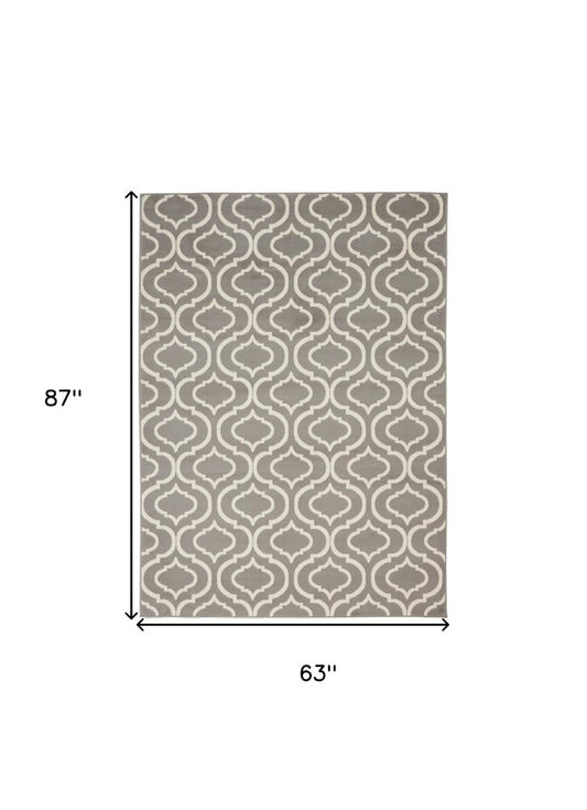 5' X 7' Gray Moroccan Power Loom Area Rug
