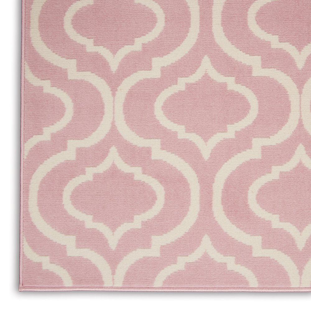 4' X 6' Pink and Ivory Moroccan Power Loom Area Rug