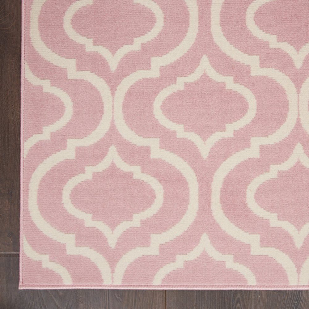 4' X 6' Pink and Ivory Moroccan Power Loom Area Rug