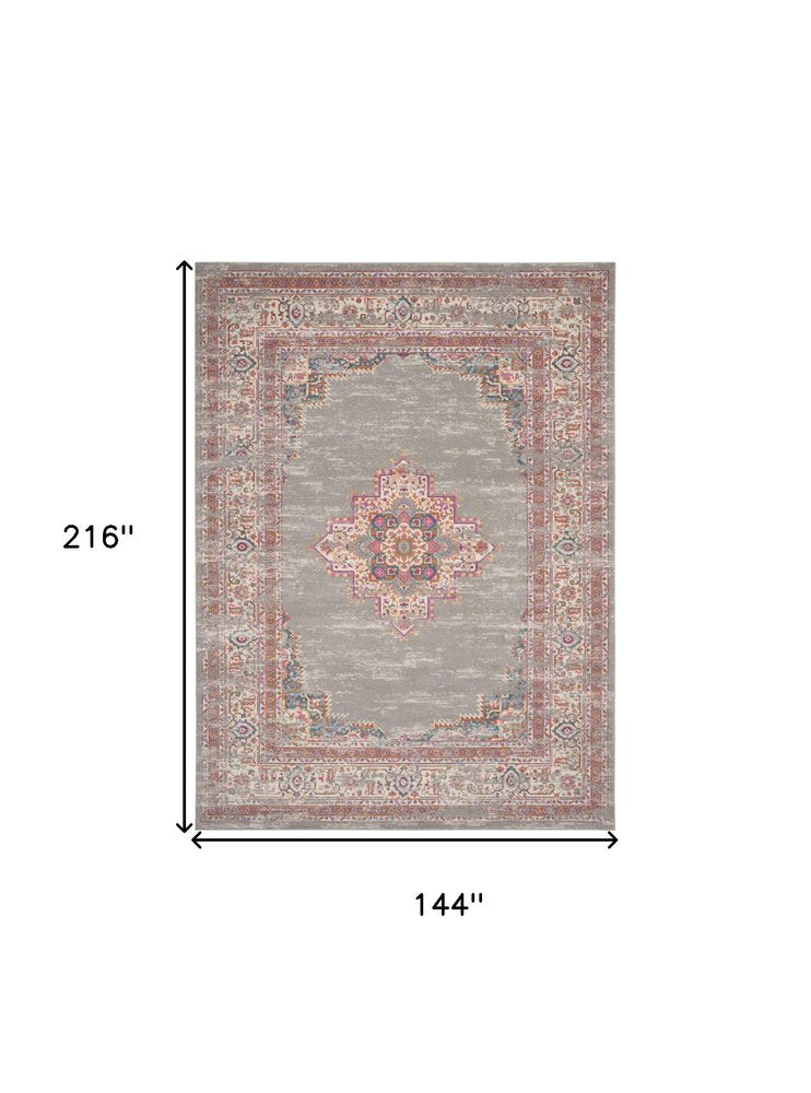 12' X 18' Blue Moroccan Power Loom Distressed Area Rug