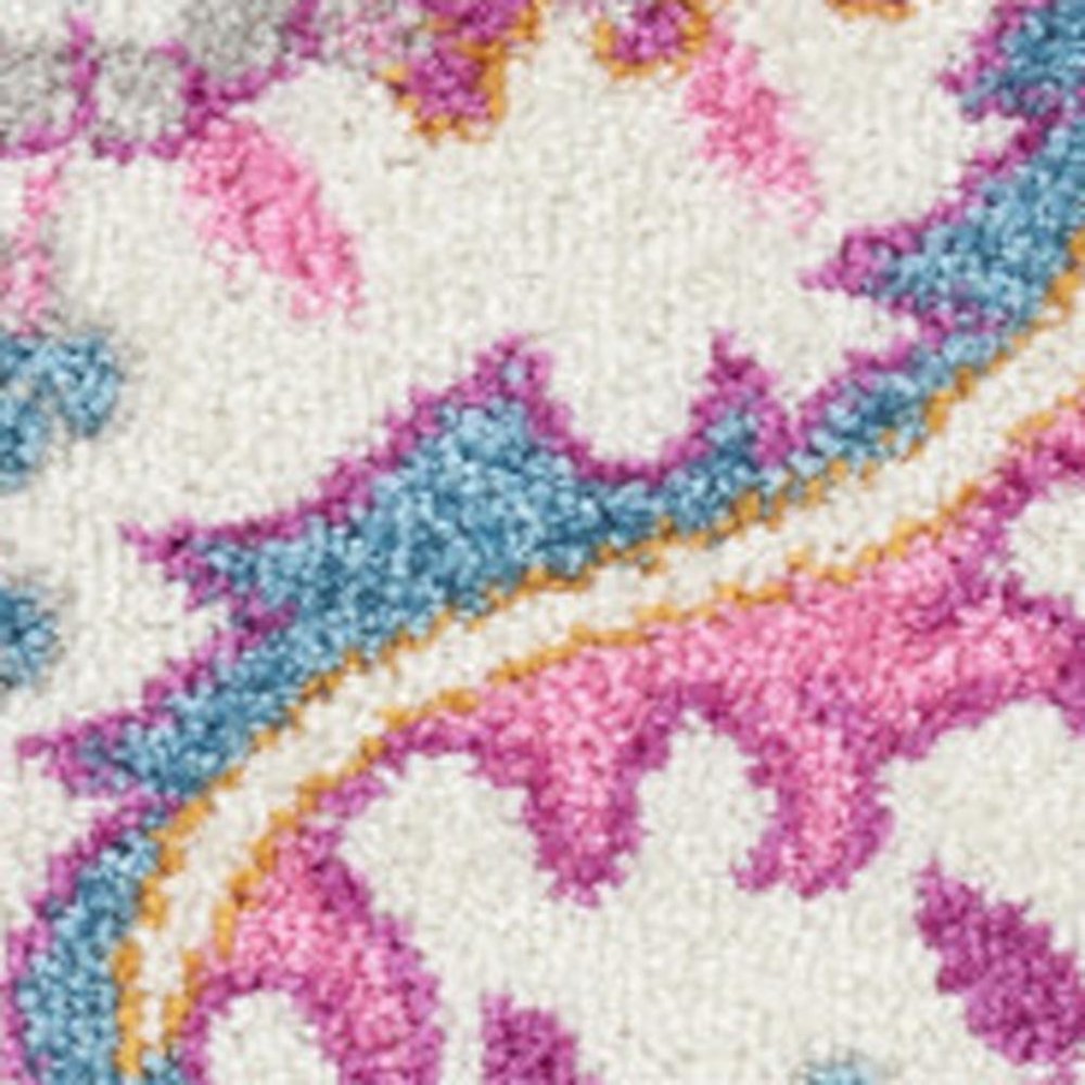 9' X 12' Gray Floral Power Loom Area Rug