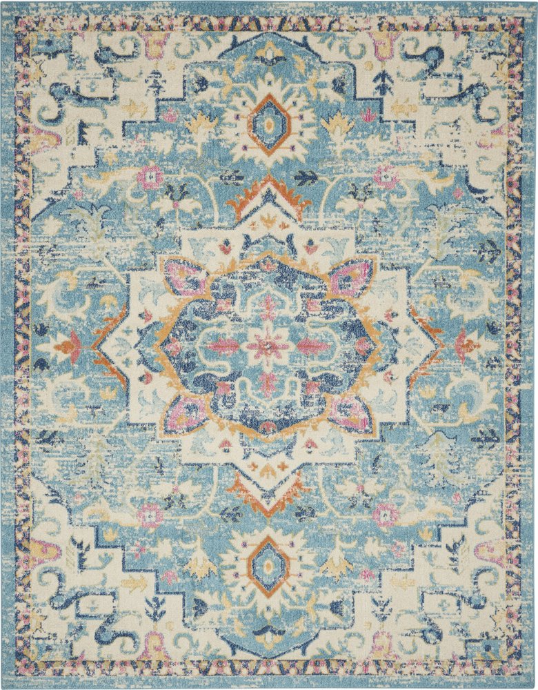 9' X 12' Ivory Floral Power Loom Area Rug