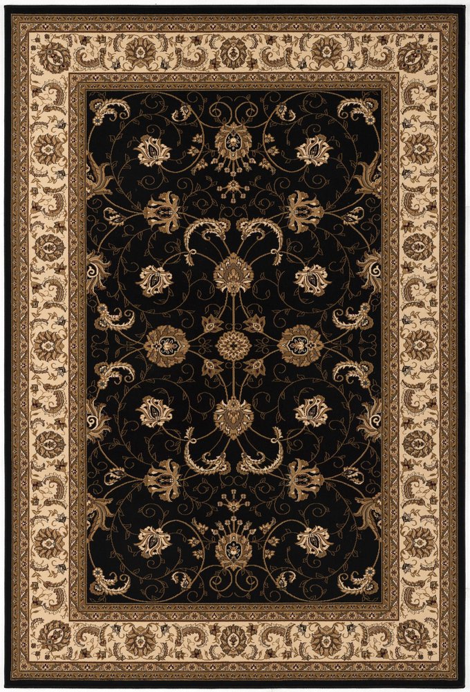 10' X 13' Beige and Black Oriental Washable Non Skid Area Rug