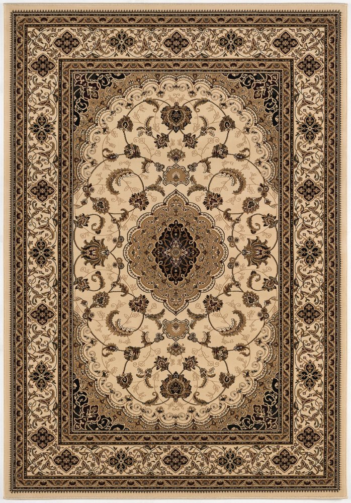 10' X 13' Beige and Black Oriental Washable Non Skid Area Rug