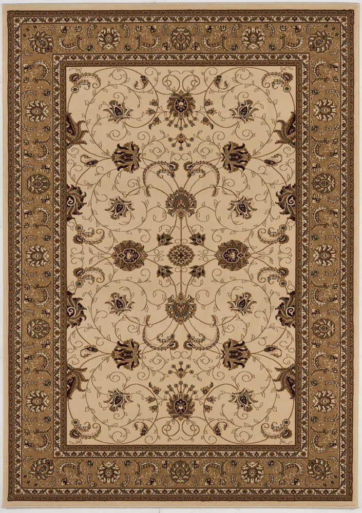 10' X 13' Beige and Brown Oriental Washable Non Skid Area Rug