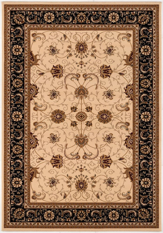 10' X 13' Black and Tan Oriental Washable Non Skid Area Rug