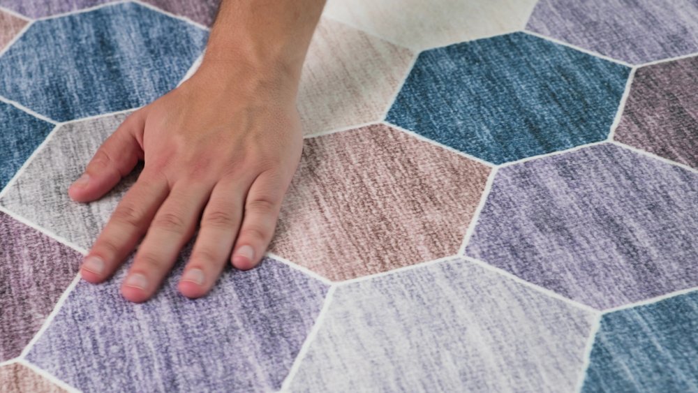 8' X 11' Ivory and Blue Geometric Distressed Area Rug