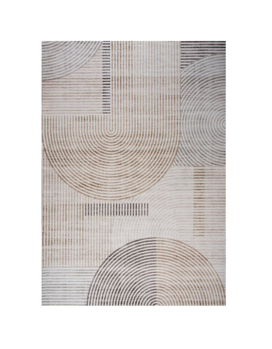 4' X 6' Beige and Brown Abstract Distressed Area Rug