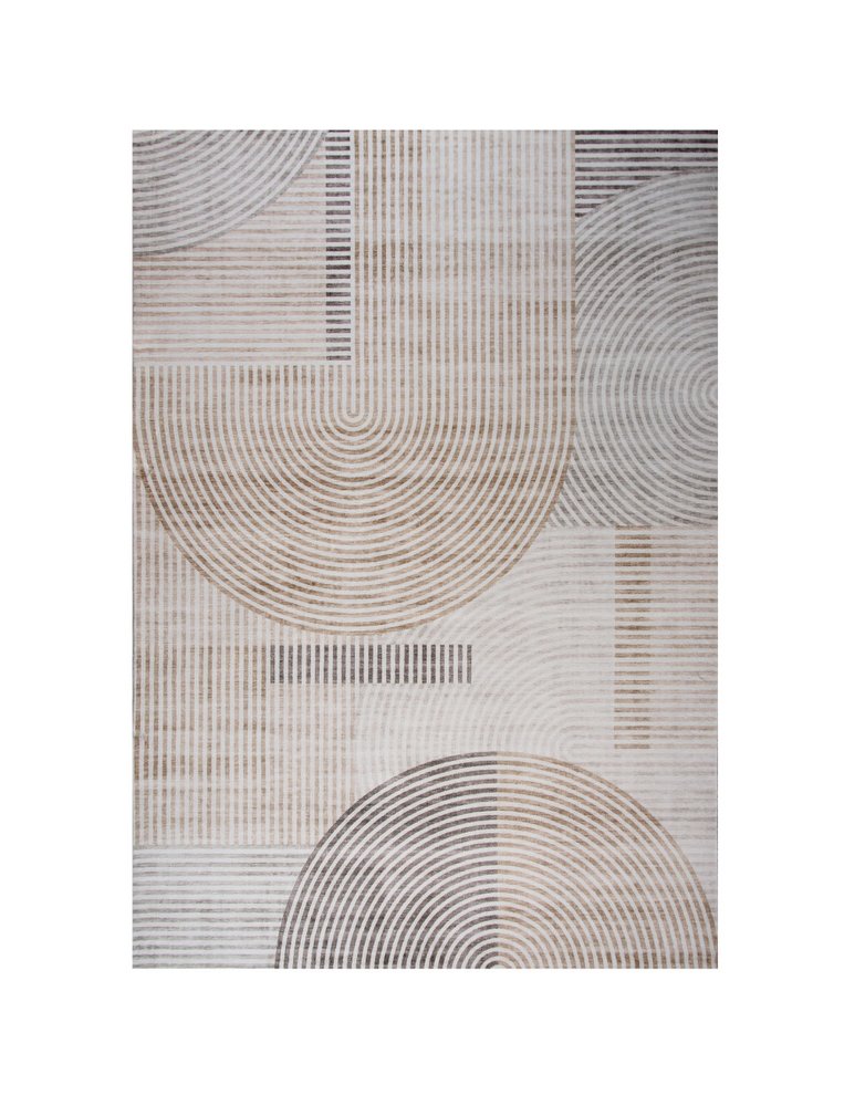 7' X 10' Beige and Brown Abstract Distressed Area Rug