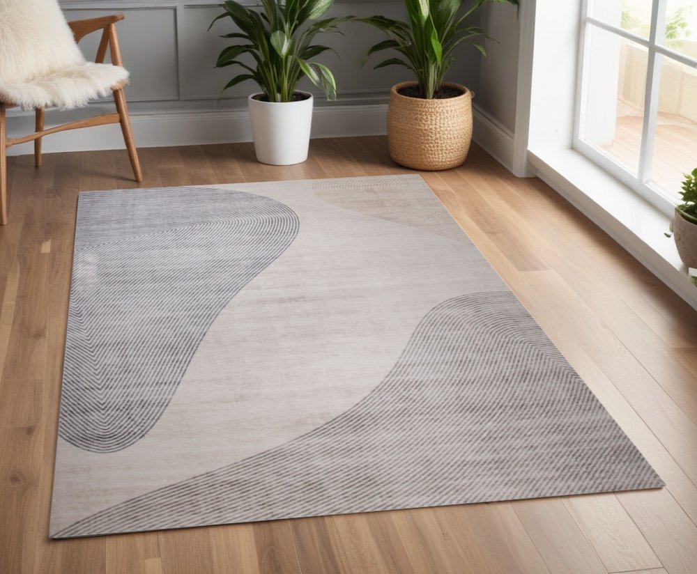 4' X 6' Beige and Brown Abstract Area Rug