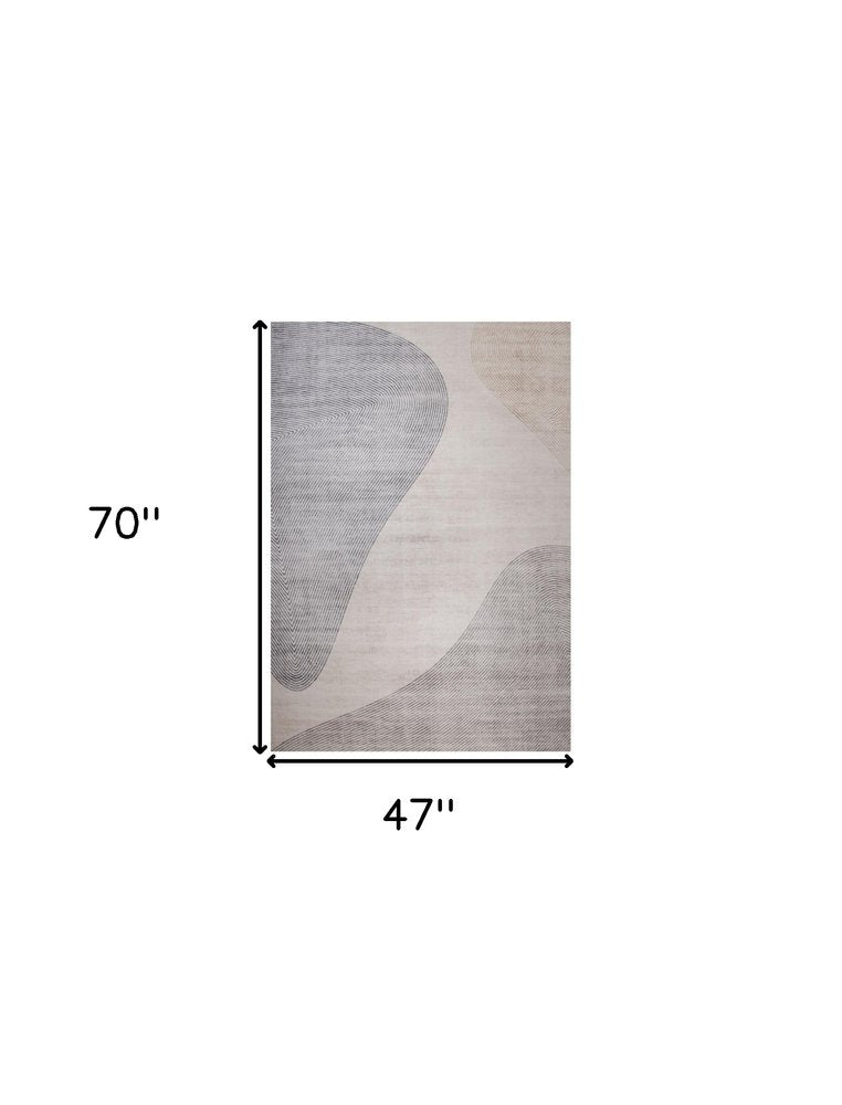 4' X 6' Beige and Brown Abstract Area Rug