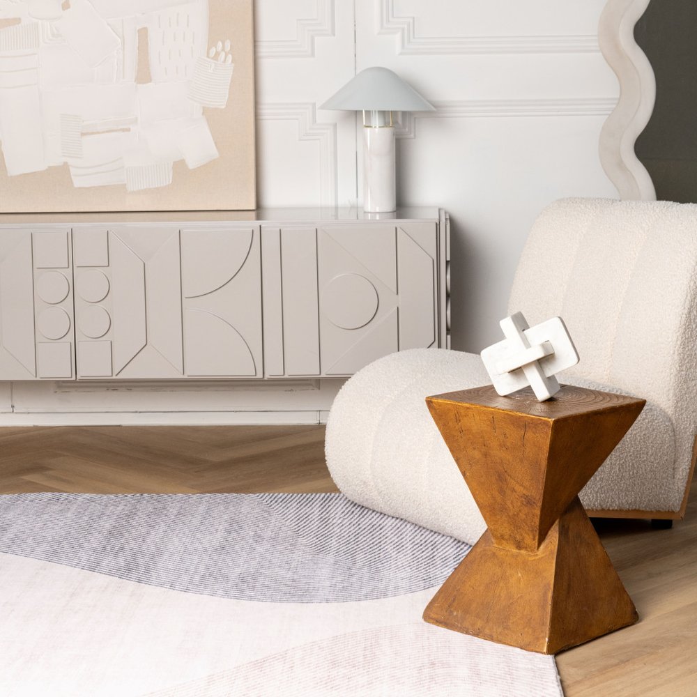 7' X 10' Beige and Brown Abstract Distressed Area Rug