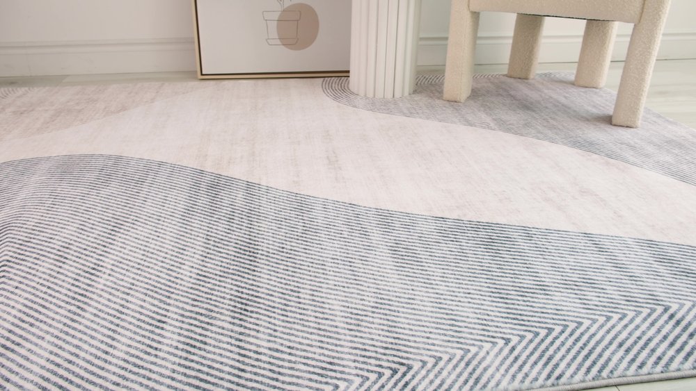 7' X 10' Beige and Brown Abstract Distressed Area Rug