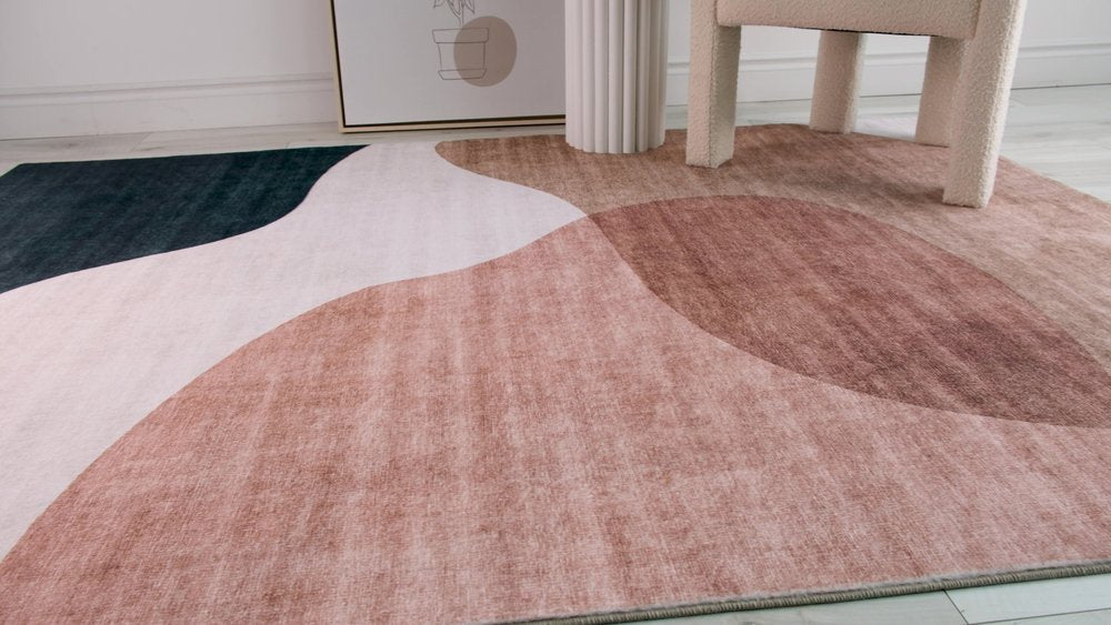 5' X 8' Beige and Green Abstract Distressed Area Rug