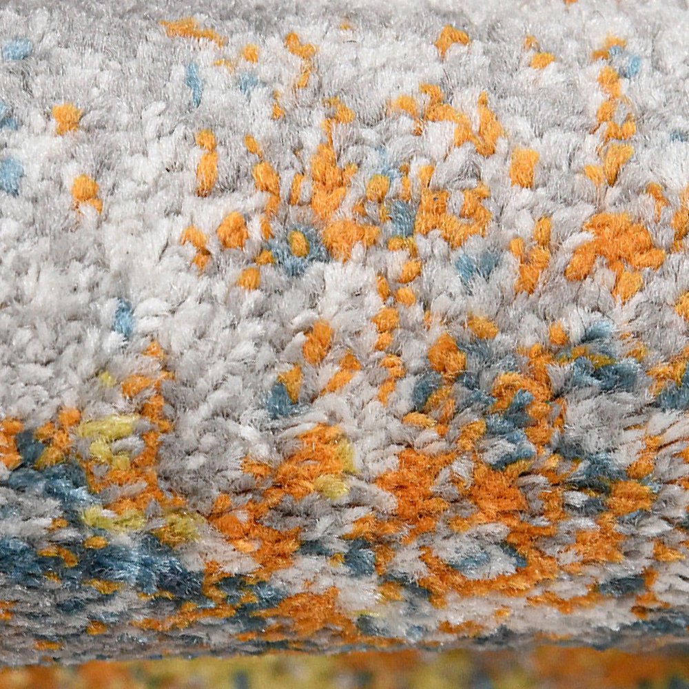 5' X 7' Orange Pink And Gray Area Rug