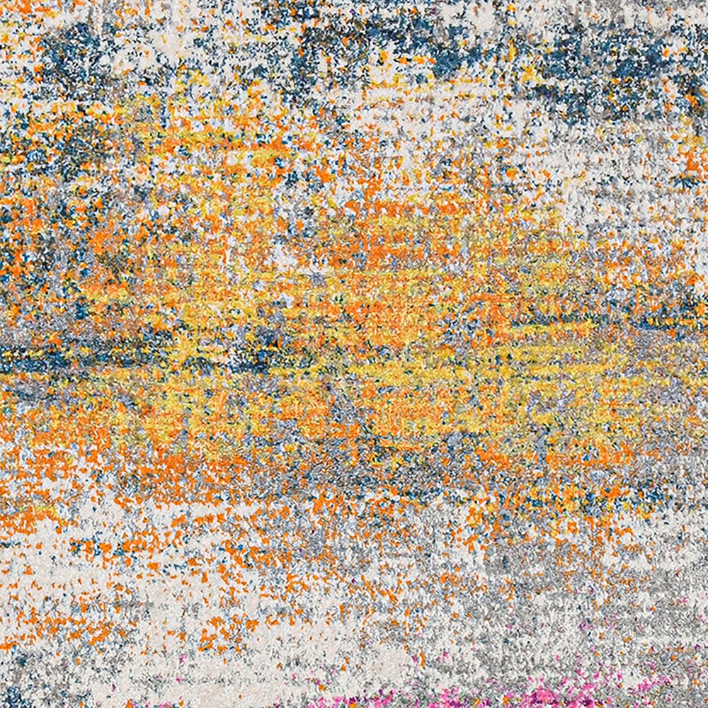 5' X 7' Orange Pink And Gray Area Rug