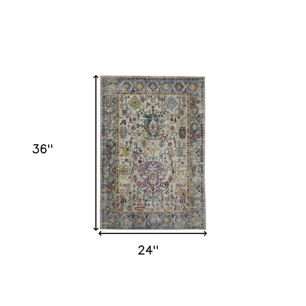 5' X 7' Gray Blue And Purple Area Rug