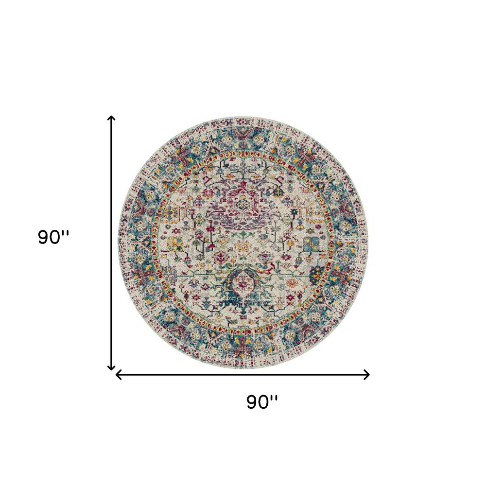 5' X 7' Gray Blue And Purple Area Rug