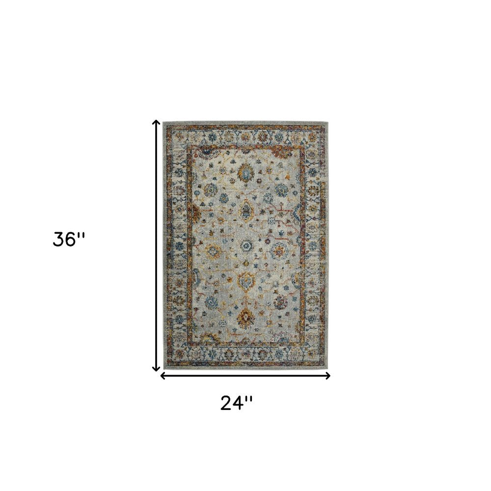 2' X 3' Gray Rust And Blue Area Rug